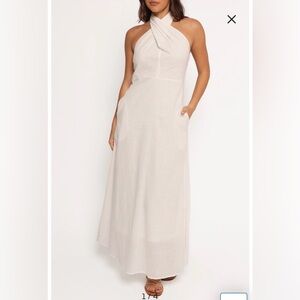 NWT- Petal & Pup Women's Betsy Halterneck Maxi Dress, White, Large